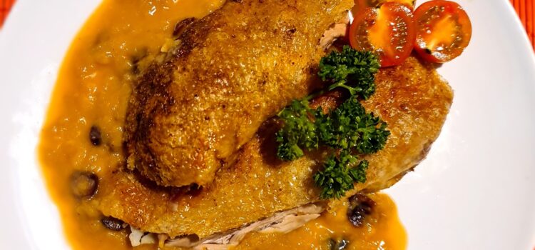 CANARD, SAUCE À LA RHUBARBE ET AU GINGEMBRE – Kachna s reberborovo-zázvorovou omáčkou